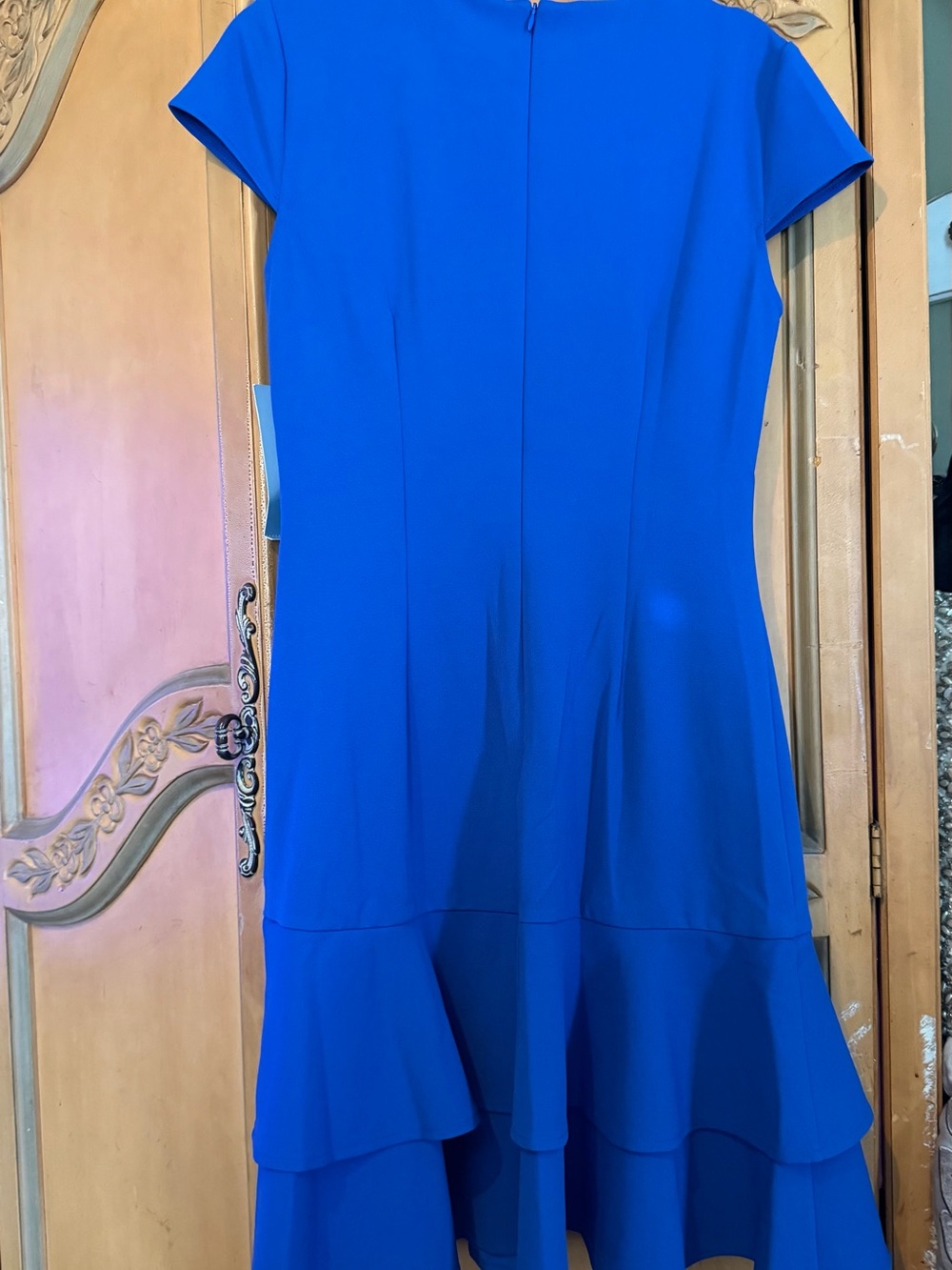 London Times Royal Blue Ruffled Hem Midi Dress - Picture 3 of 9